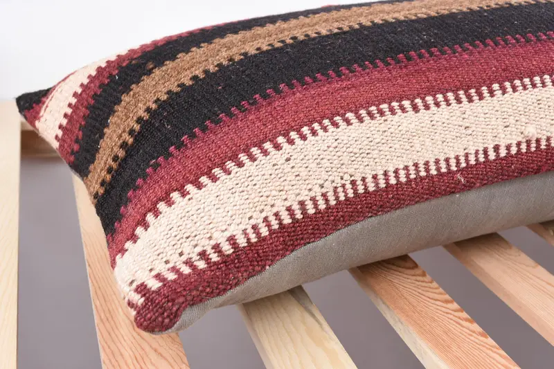 Kilim Pillow Cover, 12x43 Red Cushion, Pillow Sham, Garden Pillow Case, Interior Designer Pillow, Vintage Kilim Throw Pillow, Sofa Pillow Case - 6