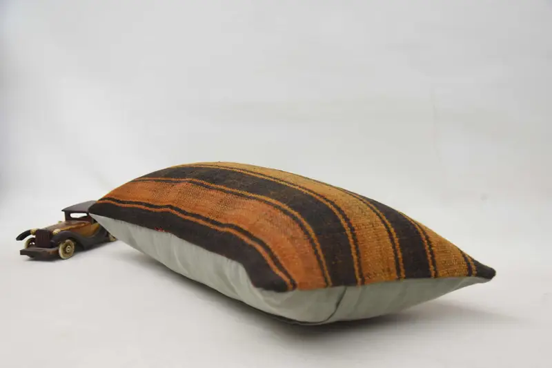 Pillow Cover, Vintage Kilim Throw Pillow, Pillow for Couch, 12x24 Orange Cushion Case, Ottoman Cushion Cover, Throw Kilim Pillow - 5