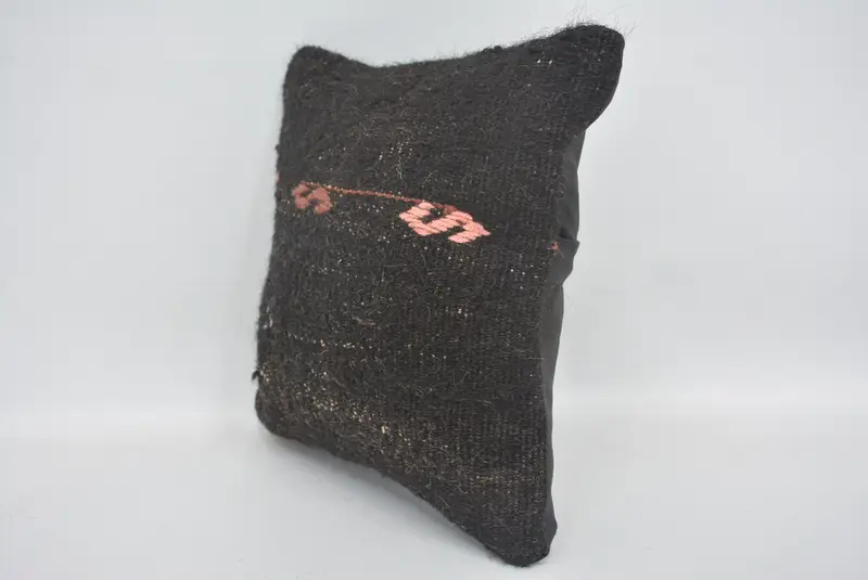 Pillow, Ottoman Pillow, Gift Pillow, Kilim Pillow, Pillow for Couch, 12x12 Black Pillow Sham, Nomadic Cushion Case, Neutral Pillow Cover - 4