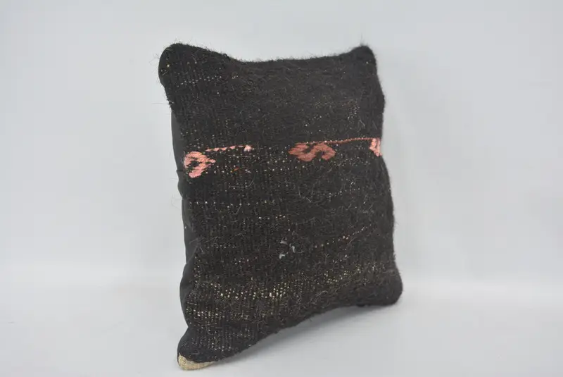 Pillow, Ottoman Pillow, Gift Pillow, Kilim Pillow, Pillow for Couch, 12x12 Black Pillow Sham, Nomadic Cushion Case, Neutral Pillow Cover - 3