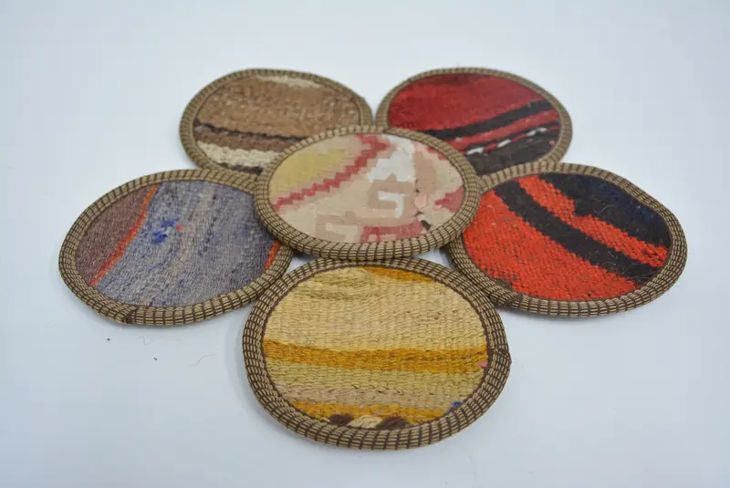 Posavasos redondo bohemio beige y bronce, posavasos bohemio antideslizante