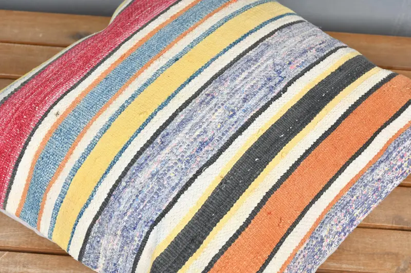 Pillow Case, Ethnical Kilim Rug Pillow, Boho Throw Pillow Cover, 18x18 Yellow Cushion Cover, Gift Pillow, Boho Pillow, Shabby Chic Cushion Cover - 3