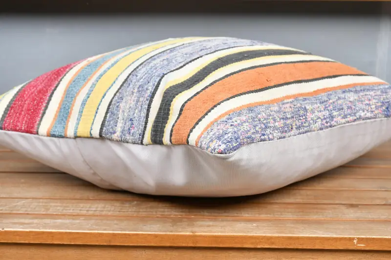 Pillow Case, Ethnical Kilim Rug Pillow, Boho Throw Pillow Cover, 18x18 Yellow Cushion Cover, Gift Pillow, Boho Pillow, Shabby Chic Cushion Cover - 4