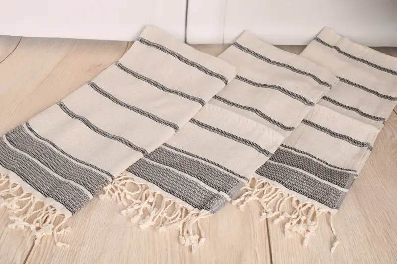 Düğün iyilikleri, özel Türk havlu, Sevgililer Günü Hediyesi, Yaz Hediyesi, Türk El Havlusu, 40x20 Keten Çizgili Havlu, Monogramlı El Havlusu - 6