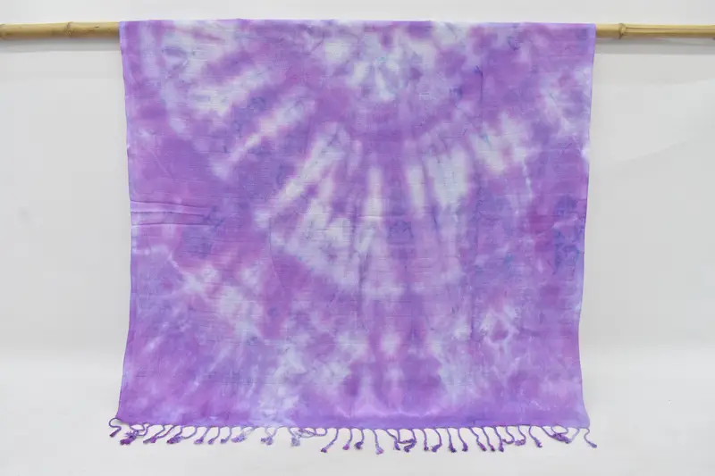 Beach Towel Purple Tie Dye Turkish Cotton, Handmade Peshtemal, 70x36 Inches