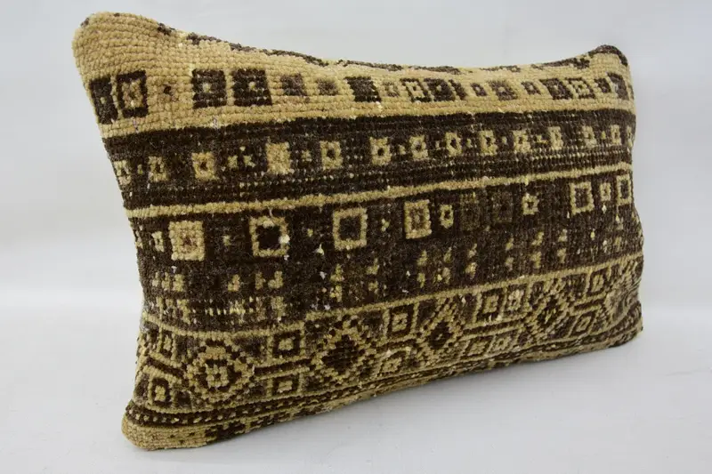 Boho Pillow Sham Cover, Kilim Cushion Sham, Cushion Cover, 12x20 Brown Cushion Case, Throw Kilim Pillow, Personalized Gift Pillow Pillow Sham - 2