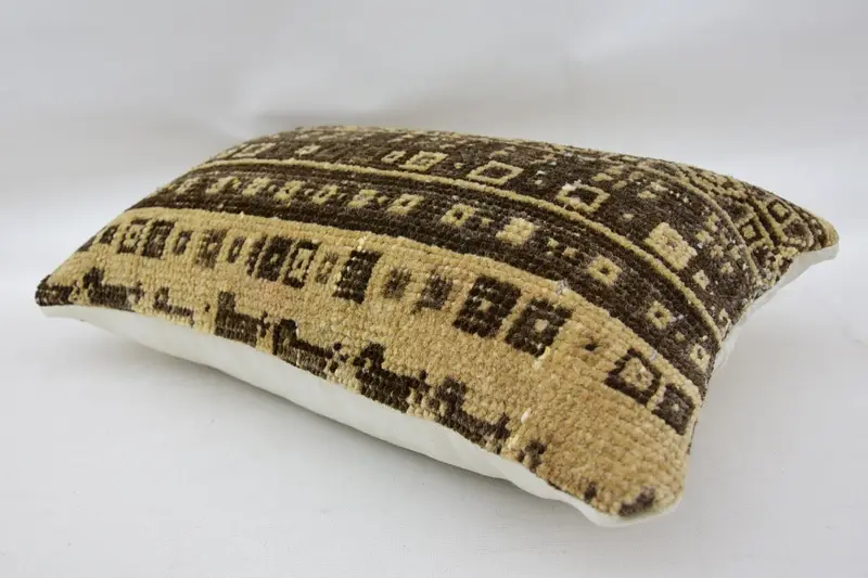 Boho Pillow Sham Cover, Kilim Cushion Sham, Cushion Cover, 12x20 Brown Cushion Case, Throw Kilim Pillow, Personalized Gift Pillow Pillow Sham - 6