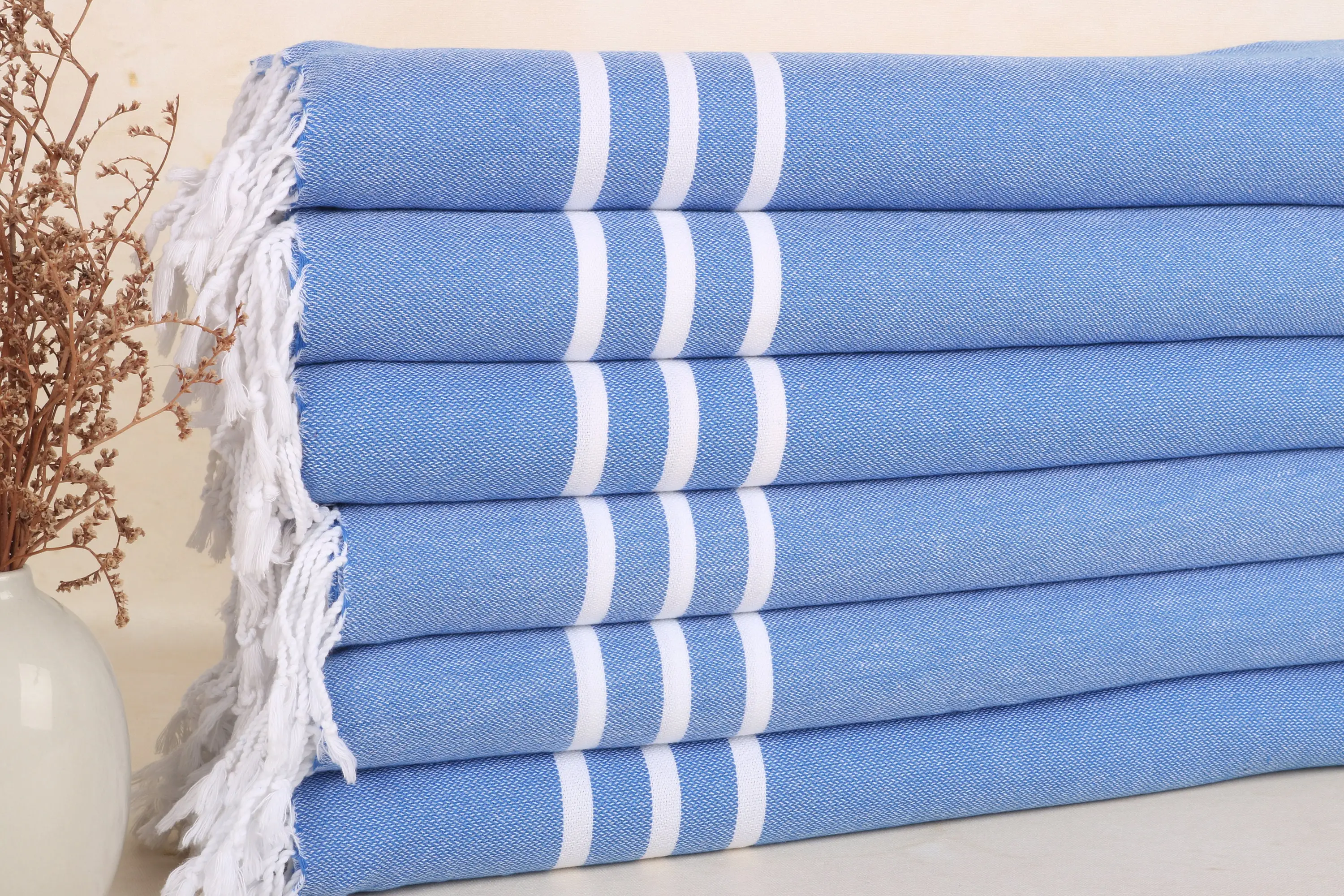 Personalized Blue Cotton Tea Towel, Rustic & Primitive, 20x40 Inches - 1