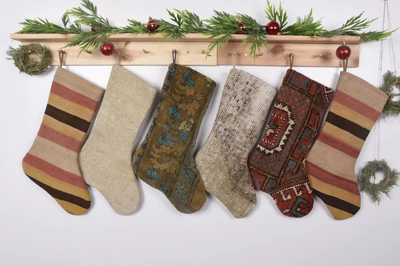 Beigefarbener 19-Zoll-Weihnachtsschmuck-Strumpf, festlicher Weihnachtsstrumpf