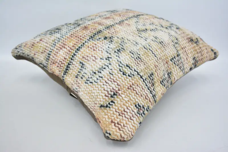 Turkish Bench Cushion Case, Turkish Pillow, 14x14 Beige Cushion Cover, Sofa Cushion Cover, Antique Pillows, Boho Pillow, Pillow Cover - 6