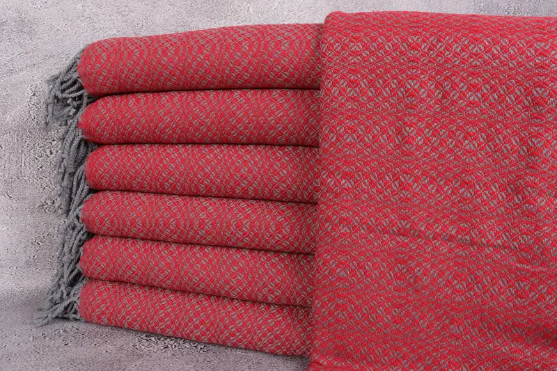 Organic Cotton Beach Towel Geometric Peshtemal Beige, 38x71 Inches