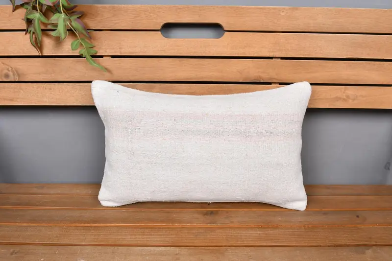 Ethnic Pillow Cover Cushion Cover, Kilim Cushion Sham, Handmade Kilim Cushion, Pillow Case, 12x20 Beige Pillow Cover, Boho Pillow Sham Cover - 6