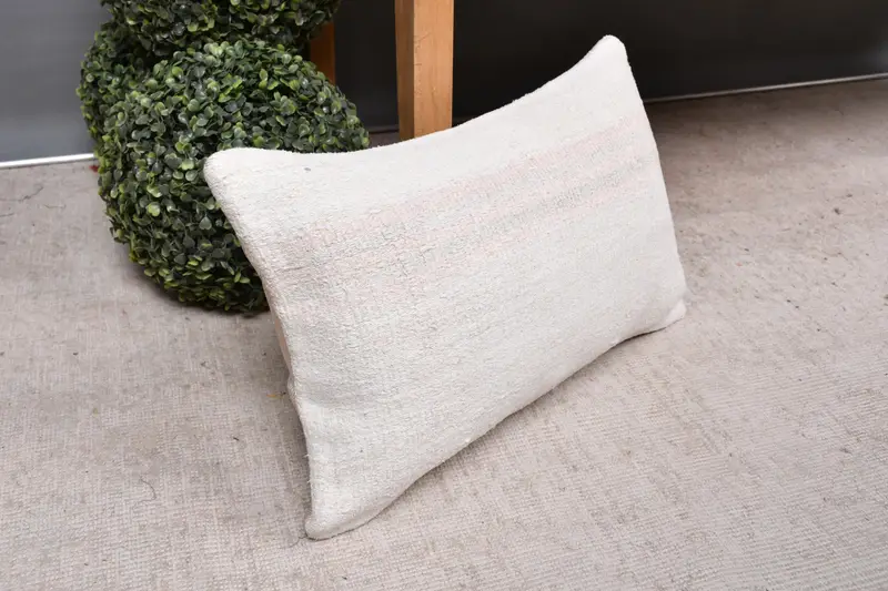 Ethnic Pillow Cover Cushion Cover, Kilim Cushion Sham, Handmade Kilim Cushion, Pillow Case, 12x20 Beige Pillow Cover, Boho Pillow Sham Cover - 7