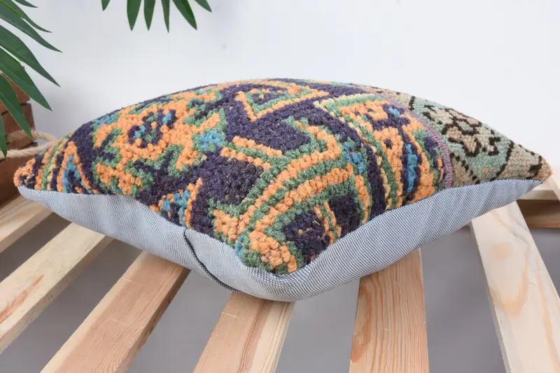 Kilim Pillow, Turkish Pillow, Muted Pillow Cover, 12x12 Blue Cushion Cover, Sofa Bolster Pillow Sham, Vintage Pillow, Cushion Cover - 6