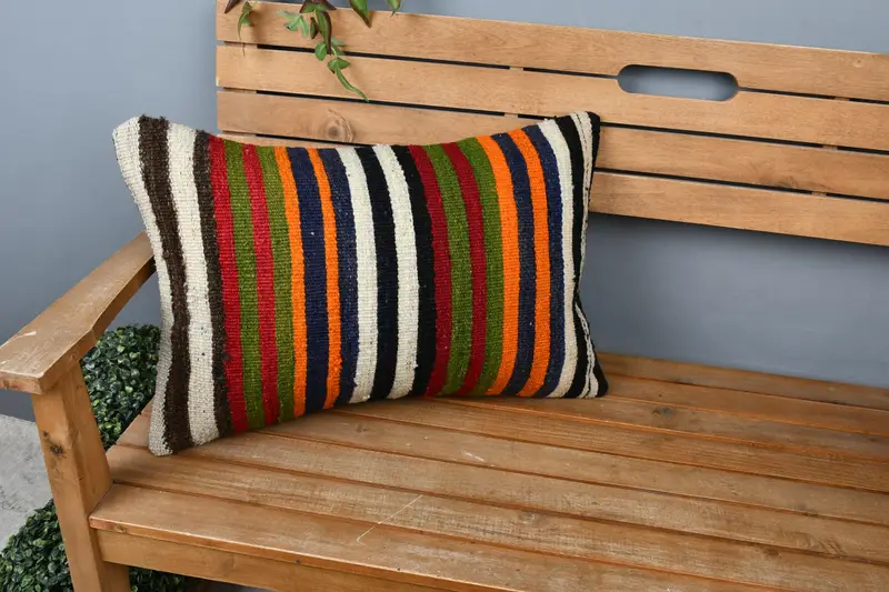 Cushion, Bohemian Cushion Pillow Cover, 16x24 Green Cushion Cover, Throw Kilim Pillow, Pillow for Sofa, Colorful Cushion, Boho Pillow - 1