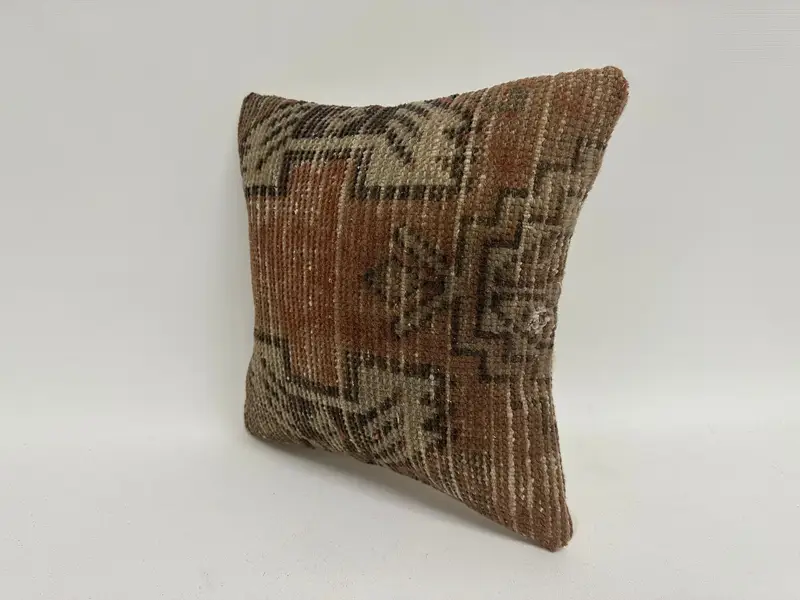 Kilim Pillow, Outdoor Pillow Cover, 12x12 Brown Pillow Sham, Antique Pillows, Turkish Kilim Pillow, Pillow Case, Meditation Cushion - 4