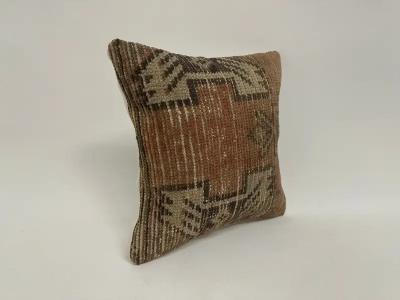 Kilim Pillow, Outdoor Pillow Cover, 12x12 Brown Pillow Sham, Antique Pillows, Turkish Kilim Pillow, Pillow Case, Meditation Cushion - 3