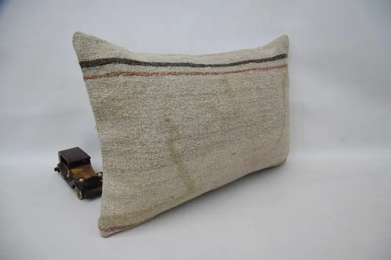 Vintage Pillow, Armchair Pillow Cover, Boho Pillow, Pillow Sham, Wholesale Pillow Case, Ethnical Kilim Rug Pillow, 16x24 Beige Cushion Case - 3