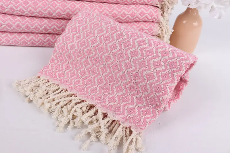 Valentines Day Gift, 70x40 Cotton Diamond Towel, Turkish beach towel with fringe, Custom Wedding Gifts, Bridal Shower Favors, Beach Towel Bulk - 4