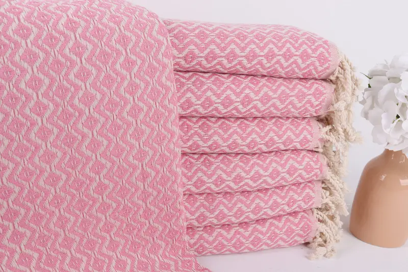 Valentines Day Gift, 70x40 Cotton Diamond Towel, Turkish beach towel with fringe, Custom Wedding Gifts, Bridal Shower Favors, Beach Towel Bulk - 1