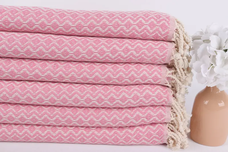 Valentines Day Gift, 70x40 Cotton Diamond Towel, Turkish beach towel with fringe, Custom Wedding Gifts, Bridal Shower Favors, Beach Towel Bulk - 3