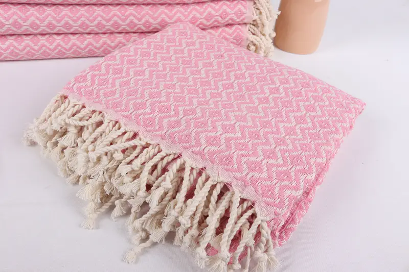 Valentines Day Gift, 70x40 Cotton Diamond Towel, Turkish beach towel with fringe, Custom Wedding Gifts, Bridal Shower Favors, Beach Towel Bulk - 5