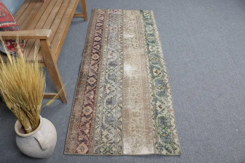 Alfombra marrón y verde, 2,5x6,2 pies Solid Comfort