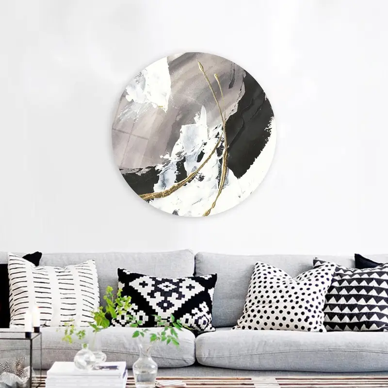 Zeitgenössische, gold- und schwarzschimmernde, bedruckte Leinwandkunst