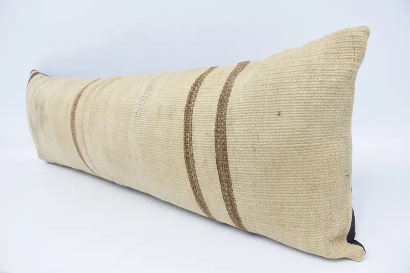 Pillow Sham, Vintage Kilim Throw Pillow, Kilim Pillow, 16x48 Beige Pillow, Floor Cushion Cover, Kilim Cushion Sham, Turkish Corner Pillow Sham - 4