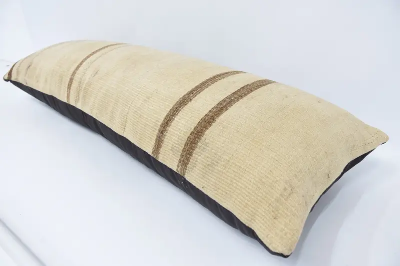 Pillow Sham, Vintage Kilim Throw Pillow, Kilim Pillow, 16x48 Beige Pillow, Floor Cushion Cover, Kilim Cushion Sham, Turkish Corner Pillow Sham - 5