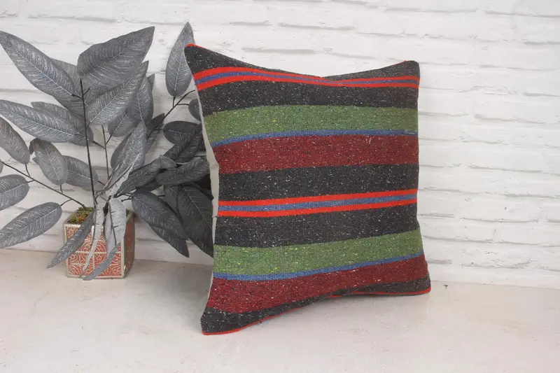 Muted Pillow Sham, Pillow Case, Kilim Pillow, Home Decor Pillow, 20x20 Green Pillow, Aztec Pillow, Interior Designer Pillow, Custom Pillow Sham - 3