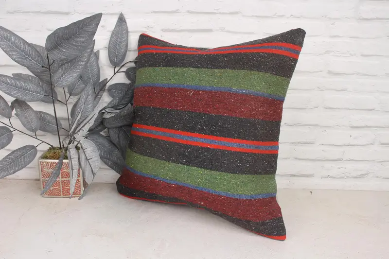Muted Pillow Sham, Pillow Case, Kilim Pillow, Home Decor Pillow, 20x20 Green Pillow, Aztec Pillow, Interior Designer Pillow, Custom Pillow Sham - 4