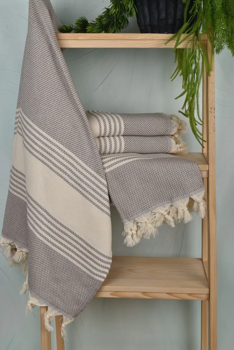 Turkish Bath Towel Set, Fouta towel, Wedding Towel, Best Friend Christmas Gift, 70x40 Cotton Striped Towel, Turkish bath towel, Bridal Shower Gift - 6