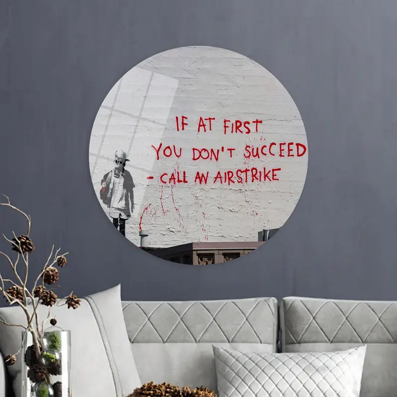 モダンなバンクシー グラフィティ キャンバス: 空爆アート プリント