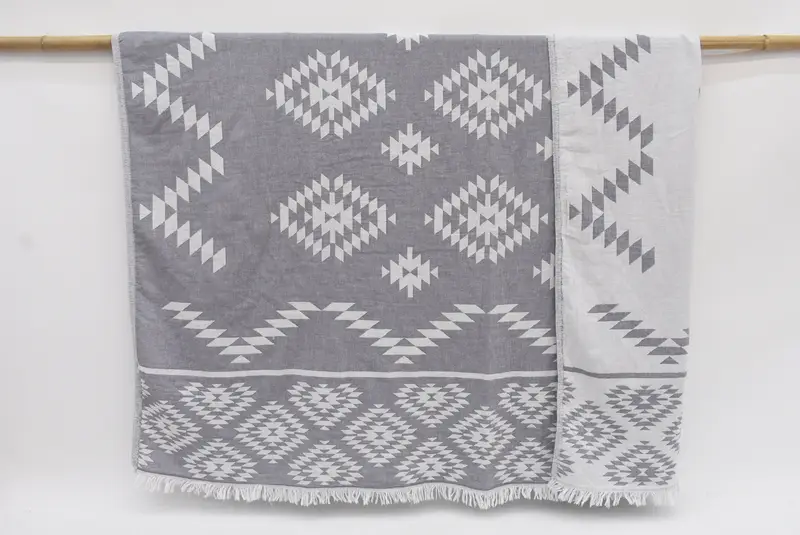Decorative Gray Kilim Blanket, Personalized, 83x56 Inches
