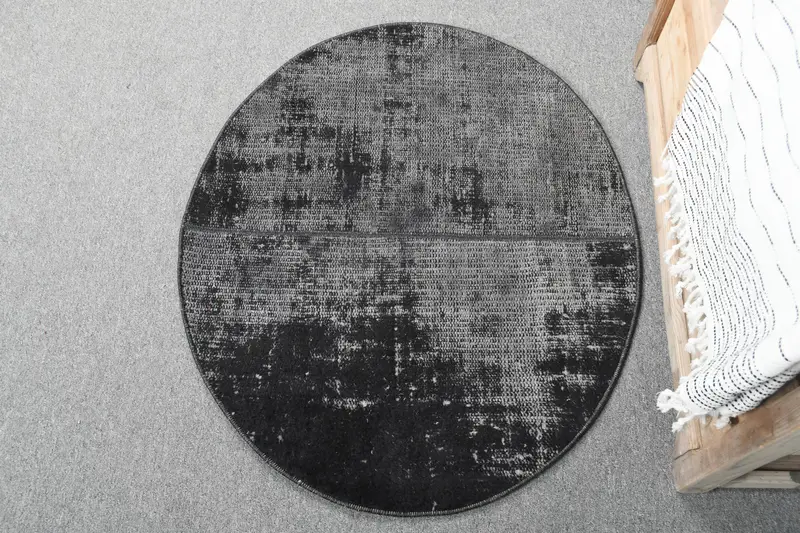 2,5 x 3 Fuß großer Teppich, elegantes schwarzes Ombré-Design