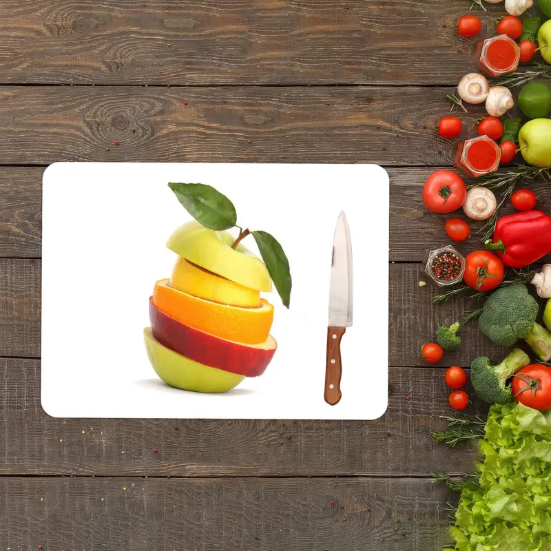 Mutfak Kullanımına Uygun Kaymaz Ayaklı Temperli Cam Kesme Tahtası