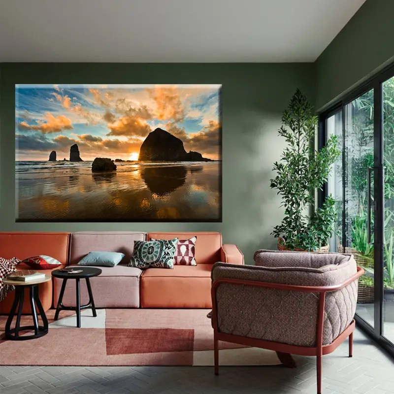 Cannon Beach Oregon Coast Haystack Rock, Cannon Beach, Sunset Wall Art, Canvas Print, Landscape Print, Oregon at Sunset, Pacific Ocean Coast - 1