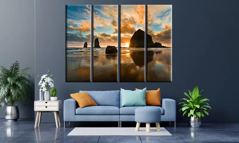 Cannon Beach Oregon Coast Haystack Rock, Cannon Beach, Sunset Wall Art, Canvas Print, Landscape Print, Oregon at Sunset, Pacific Ocean Coast - 4