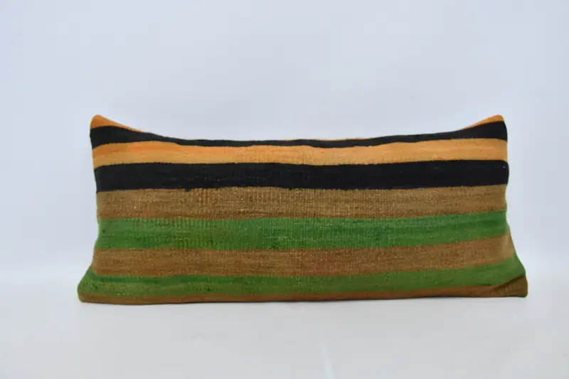 Vintage Pillow, Customized Pillow Case, Pillow for Sofa, 16x36 Green Pillow Sham, Custom Pillow Sham, Cushion, Throw Kilim Pillow - 1