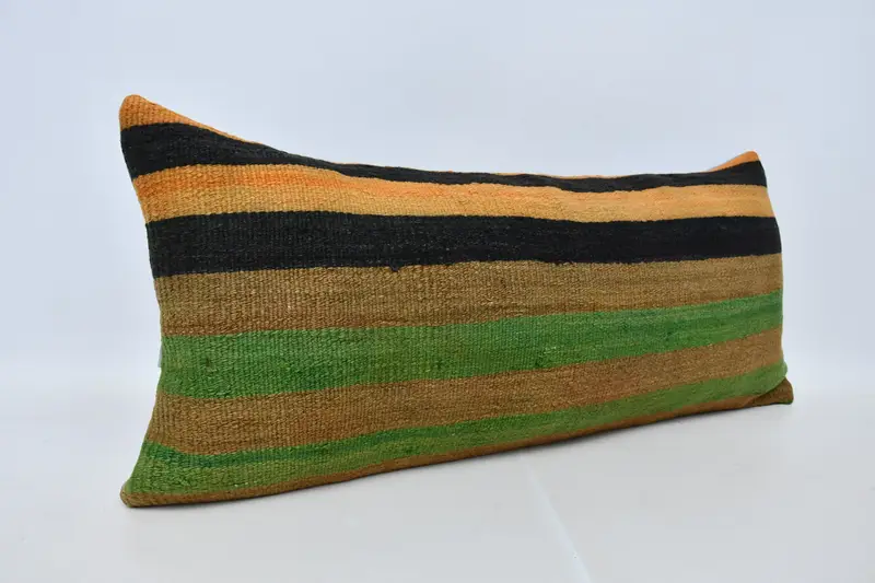 Vintage Pillow, Customized Pillow Case, Pillow for Sofa, 16x36 Green Pillow Sham, Custom Pillow Sham, Cushion, Throw Kilim Pillow - 3