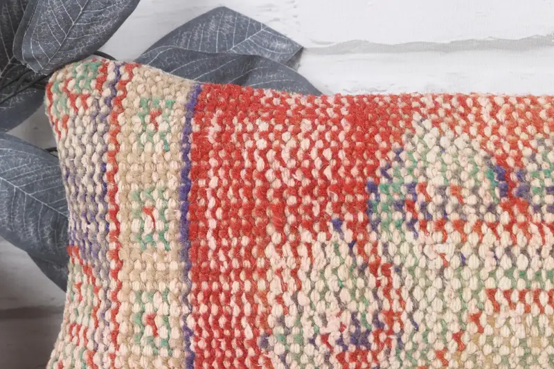 Vintage Pillow, Chair Cushion Case, Turkish Kilim Pillow, 8x16 Red Cushion, Gift Pillow, Anatolian Pillow Cover, Cushion Case, Bolster Cushion - 2