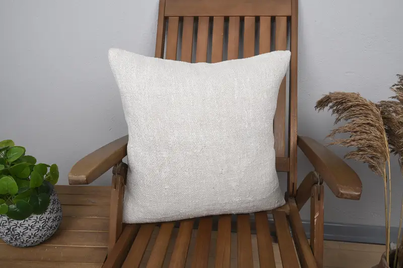 Pillow Sham, Boho Pillow Sham Cover, Antique Pillows, Luxury Pillow Case, Interior Designer Pillow, 20x20 Beige Pillow Cover - 1