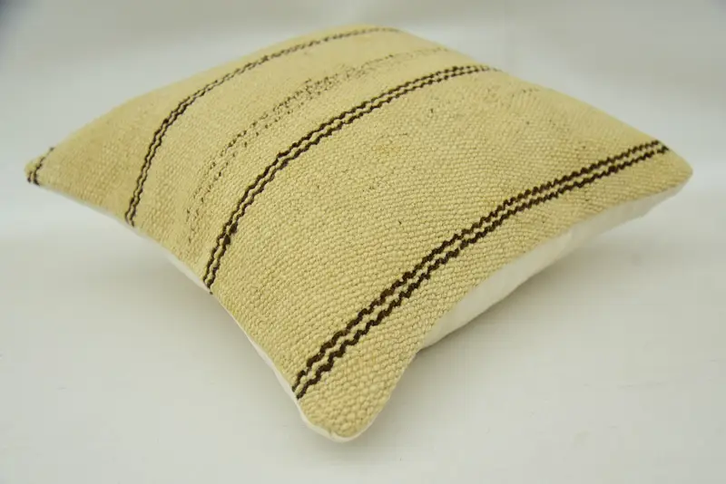 16x16 Beige Cushion, Ethnical Kilim Rug Pillow, Turkish Bench Cushion Cover, Cushion Cover, Vintage Pillow, Kilim Pillow, Couch Cushion Cover - 6