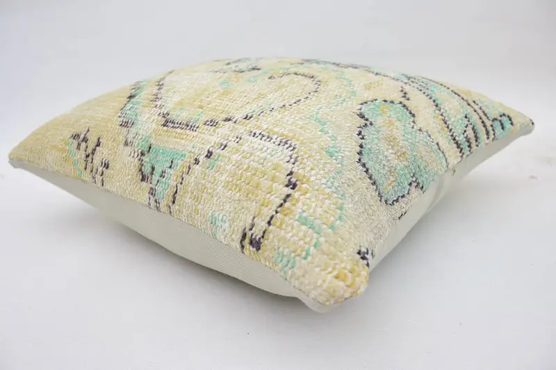 Cushion, 18x18 Yellow Pillow, Interior Designer Pillow, Designer Throw Pillow Cover, Vintage Pillow, Handmade Kilim Cushion - 6