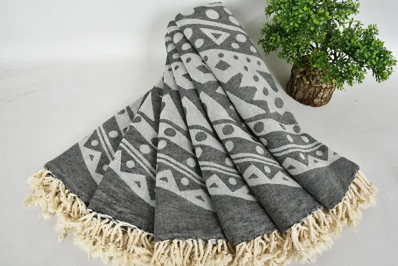 Turkish beach towel, 70x40 Cotton Round Pattern Towel, Beach towel, Handwoven Turkish Towel, Thin towel, Spa Towel, Mother Of The Groom Gift - 5