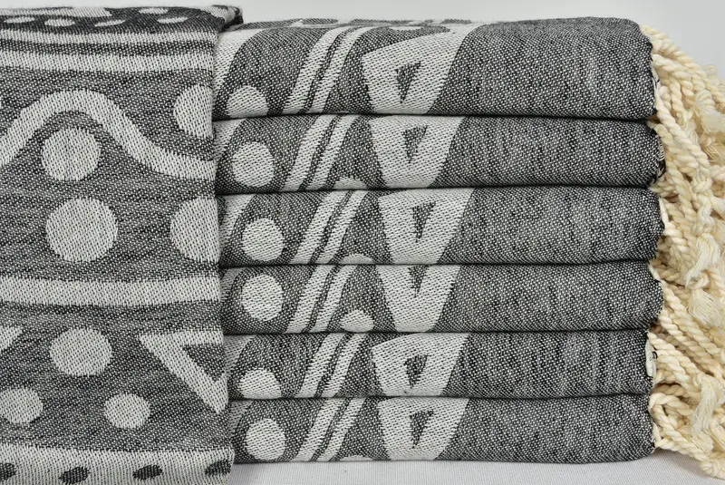 Turkish beach towel, 70x40 Cotton Round Pattern Towel, Beach towel, Handwoven Turkish Towel, Thin towel, Spa Towel, Mother Of The Groom Gift - 2