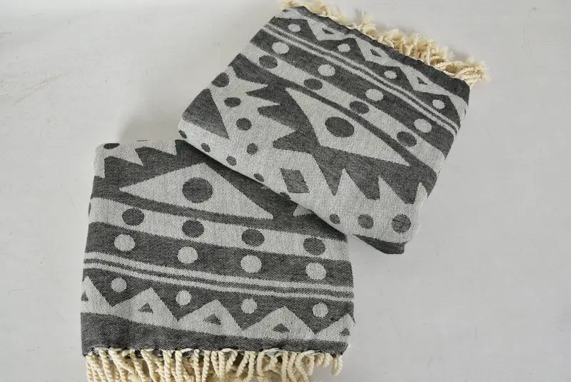Turkish beach towel, 70x40 Cotton Round Pattern Towel, Beach towel, Handwoven Turkish Towel, Thin towel, Spa Towel, Mother Of The Groom Gift - 7
