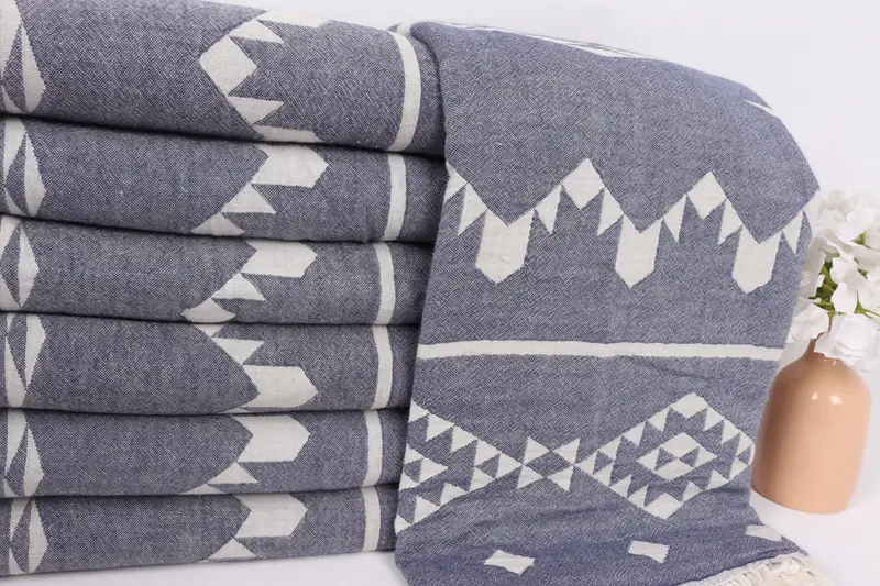 Turkish Bedcover, Personalized Blanket, 70x60 Cotton Geometric Towel, Monogram Beach Blanket, Summer Gift, Decorative Blanket, Wedding Favors - 2