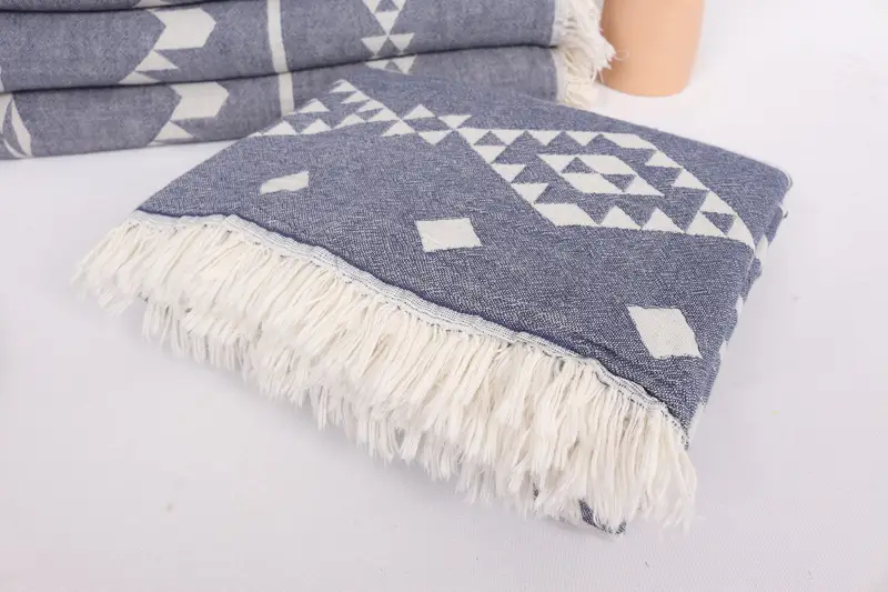 Turkish Bedcover, Personalized Blanket, 70x60 Cotton Geometric Towel, Monogram Beach Blanket, Summer Gift, Decorative Blanket, Wedding Favors - 5